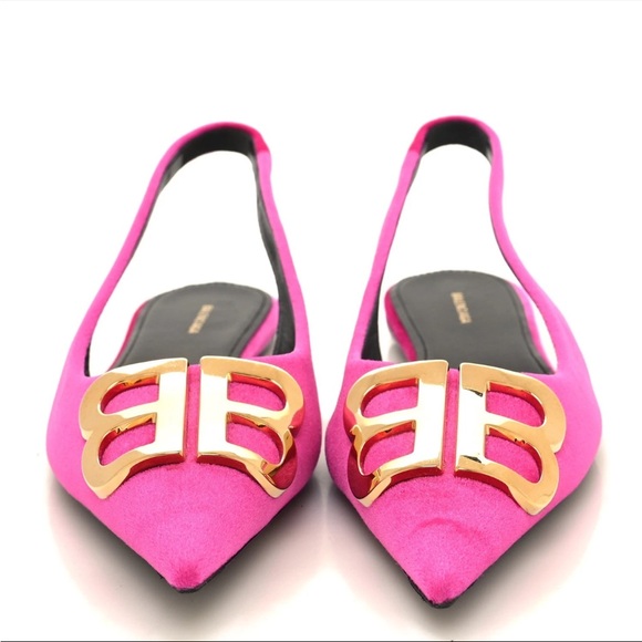Balenciaga Fuchsia Flats with Gold Detail - Picture 1 of 5